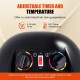 Adjustable timer and temperature controls of the Salon Standing Hair Dryer Bonnet for customized hair drying.