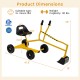 Yellow sand digger for kids with adjustable arms, flexible shovel, and 360-degree swivel design for sandbox fun.