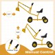 Yellow sand digger for kids with adjustable arms, 360-degree swivel, and flexible shovel for outdoor play.