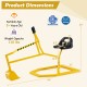 Sandbox toy digger in yellow with adjustable arms and flexible shovel, designed for kids aged 3+, for outdoor play.