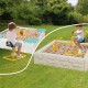 Kids' yellow sandbox toy digger with adjustable arms and flexible shovel, perfect for outdoor play and skill.