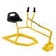 Yellow sandbox toy digger with adjustable arms, flexible shovel, and 360-degree swivel for kids' outdoor fun.