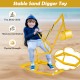 Yellow sandbox toy digger with adjustable arms and flexible shovel, designed for kids' fine motor skills and outdoor.