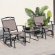 Set of 2 outdoor metal glider armchairs with weather-resistant fabric, ideal for backyard or poolside relaxation.