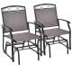 Set of 2 outdoor metal glider armchairs with weather-resistant fabric, featuring ergonomic design and smooth gliding.