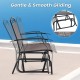 Set of 2 outdoor metal glider armchairs with weather-resistant fabric, featuring sturdy gliding arms for smooth motion.