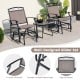 Set of 2 outdoor metal glider armchairs with high backrest and weather-resistant fabric, perfect for backyard.