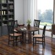 Single spindle back dining chair with rubber wood legs and walnut finish, designed for comfort and easy cleaning.