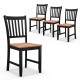 Set of 4 spindle back dining chairs with solid rubber wood legs and walnut finish, perfect for home or office use.