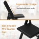 Foldable kitchen chair with black PVC leather seat and ergonomic tilted backrest for comfort and easy storage.