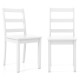 Set of 2 white wood dining chairs with solid rubber wood legs, featuring a ladder back design for comfort and stability.