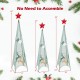 Three tower-shaped Christmas trees in green metal, featuring removable star toppers and festive patterns, no assembly.