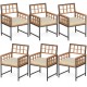 Set of 6 Patio Dining Chairs Acacia Wood Armchairs with Cushions - Gallery View 2 of 4