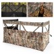 See-through hunting blind panel with camouflage pattern, featuring adjustable windows and dog doors for enhanced.