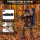Portable hunting blind panel with one-way see-through fabric, featuring reinforced hub system and flexible poles for.