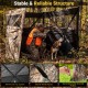 Hunting blind with reinforced hub system and sturdy wind ropes, designed for stability and enhanced concealment in the.