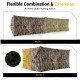 Flexible hunting blind panel in two modes, featuring camouflage fabric and adjustable windows for enhanced concealment.