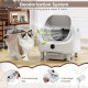 Self-cleaning open-top cat litter box with deodorization system, APP control, and included trash bags for easy.
