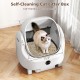 Self-cleaning open-top cat litter box with APP control, designed for easy access and maintenance for multi-cat.