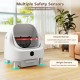 Self-cleaning open-top cat litter box with safety sensors, designed for multi-cat households and easy maintenance.