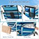 Folding beach chair with adjustable backrest, cooler bag, side pocket, and towel bar for convenient outdoor relaxation.