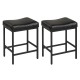 Side view of a single 25-inch black counter height bar chair with a sturdy metal frame and footrest, perfect for.