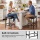 Backless black counter height bar chair set with ergonomic saddle seats and built-in footrests for kitchen islands.