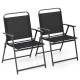Set of 2 outdoor folding chairs with breathable seats and rustproof metal frames, perfect for backyard or camping use.