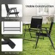 Set of 2 outdoor folding chairs with breathable seat, sturdy metal frame, and anti-slip foot pads for backyard use.