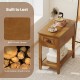 Contemporary side end table in natural finish with drawer and shelf, made from solid rubberwood for compact living.