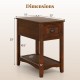 Contemporary side end table in walnut with drawer, measuring 22x13x23 inches, ideal for compact living spaces.