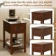 Contemporary walnut side end table with drawer and shelf, perfect for compact spaces in living rooms or bedrooms.