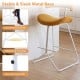 Counter height stool with orange padded seat, stable metal base, footrest, and non-slip foot pads for comfort and.