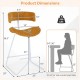Counter height stool set with orange corduroy seat, curved back, and footrest, designed for 34"-36" tables.