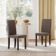 Set of 2 brown mid-century modern dining chairs with rubber wood frame and thick cushioned seats for comfort.