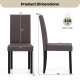 Mid-century modern dining chair dimensions with brown fabric upholstery, rubber wood frame, and 330 lbs capacity.
