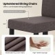 Brown upholstered dining chair with 3.5" thick cushion, featuring breathable faux linen fabric for comfort and style.