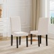 Mid-century modern beige dining chairs with rubber wood frame and thick cushions, perfect for elegant dining spaces.