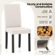 Beige upholstered dining chair with rubber wood frame, offering 330 lbs capacity and curved backrest for comfort.