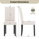 Dimensions of beige mid-century modern dining chair with rubber wood frame, 330 lbs capacity, and thick seat cushion.
