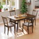 Rustic brown dining chair with padded seat and curved backrest, featuring a sturdy rubber wood frame for lasting.