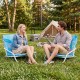 Set of 2 folding beach chairs with sponge padded seats, featuring a vibrant color scheme for camping and outdoor gatherings.