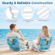 Set of 2 folding beach chairs with sponge padded seats, U-shaped metal frame, perfect for camping and beach days.