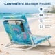 Folding beach chair with sponge padded seat features a convenient storage pocket for sunglasses and essentials, ideal for outdoor use.