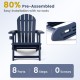 Blue HDPE Adirondack chair with cup holder, featuring a wooden texture, perfect for patio relaxation and minimal maintenance.