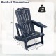 Adirondack chair with wood-like texture, cup holder, and wide seat, designed for outdoor use and supports 330 lbs.