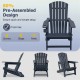 Adirondack chair with a wood-like texture, built-in cup holder, and high backrest, ideal for outdoor relaxation.