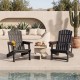 Set of 2 black HDPE Adirondack chairs with cup holders and wood-like texture, perfect for outdoor relaxation by the poolside.