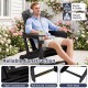 Black HDPE Adirondack chair with cup holder features a wood-like texture and supports up to 330 lbs for outdoor relaxation.