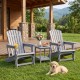 Two gray HDPE Adirondack chairs with cup holders and wood-like texture, perfect for relaxing in the garden.